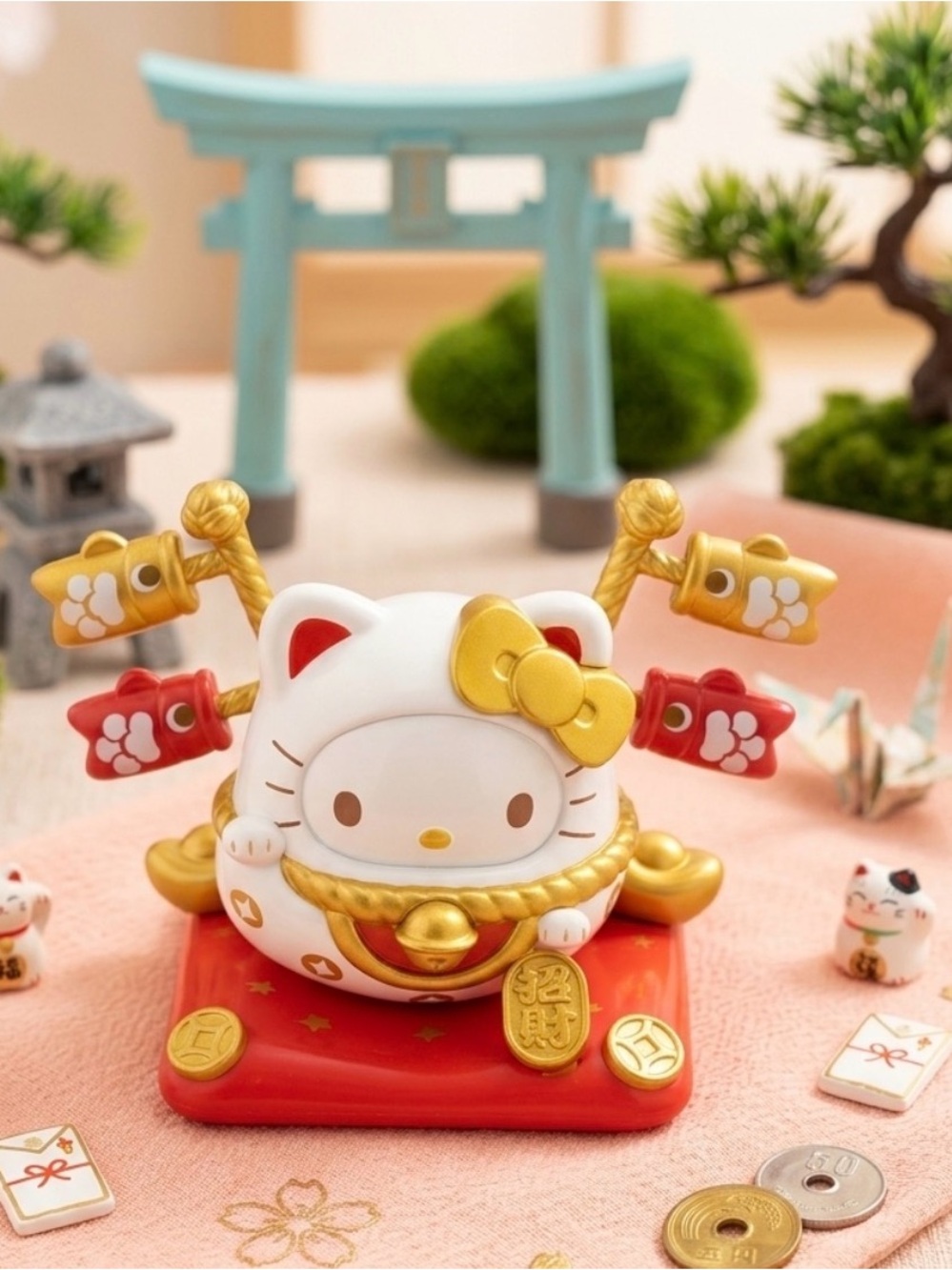 Gorgeous Sanrio Hello Kitty, Cinnamoroll and Lala Lucky Cat Tumbler Figurines